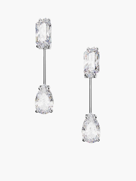 Swarovski Jewelry - NWOT Swarovski Crystal Baguette & Pear Drop Earrings | Rhodium Plated